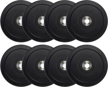 CA Pro weight plates set, black 1-inch steel inserts, durable rubber-coated gym plates