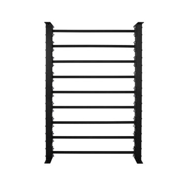 Black steel 5-tier rack frame for storage, heavy-duty shelving unit