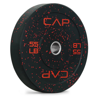 Black CAP bowling ball with red speckle graphic, durable urethane shell and 2-finger grip