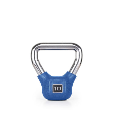 10 oz blue stainless steel bottle with carry handle, anti-slip grip and digital size label