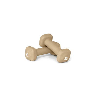 Beige foam dumbbell set with numbered grip, kids fitness exercise weights