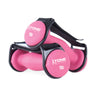 iTone Fitness pink 1 lb neoprene hand weights with black adjustable handle grips