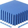 Blue interlocking EVA foam floor mats with textured traction surface for home gym, tiles and edging