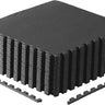 Black interlocking foam puzzle mat set with textured surface for floor protection