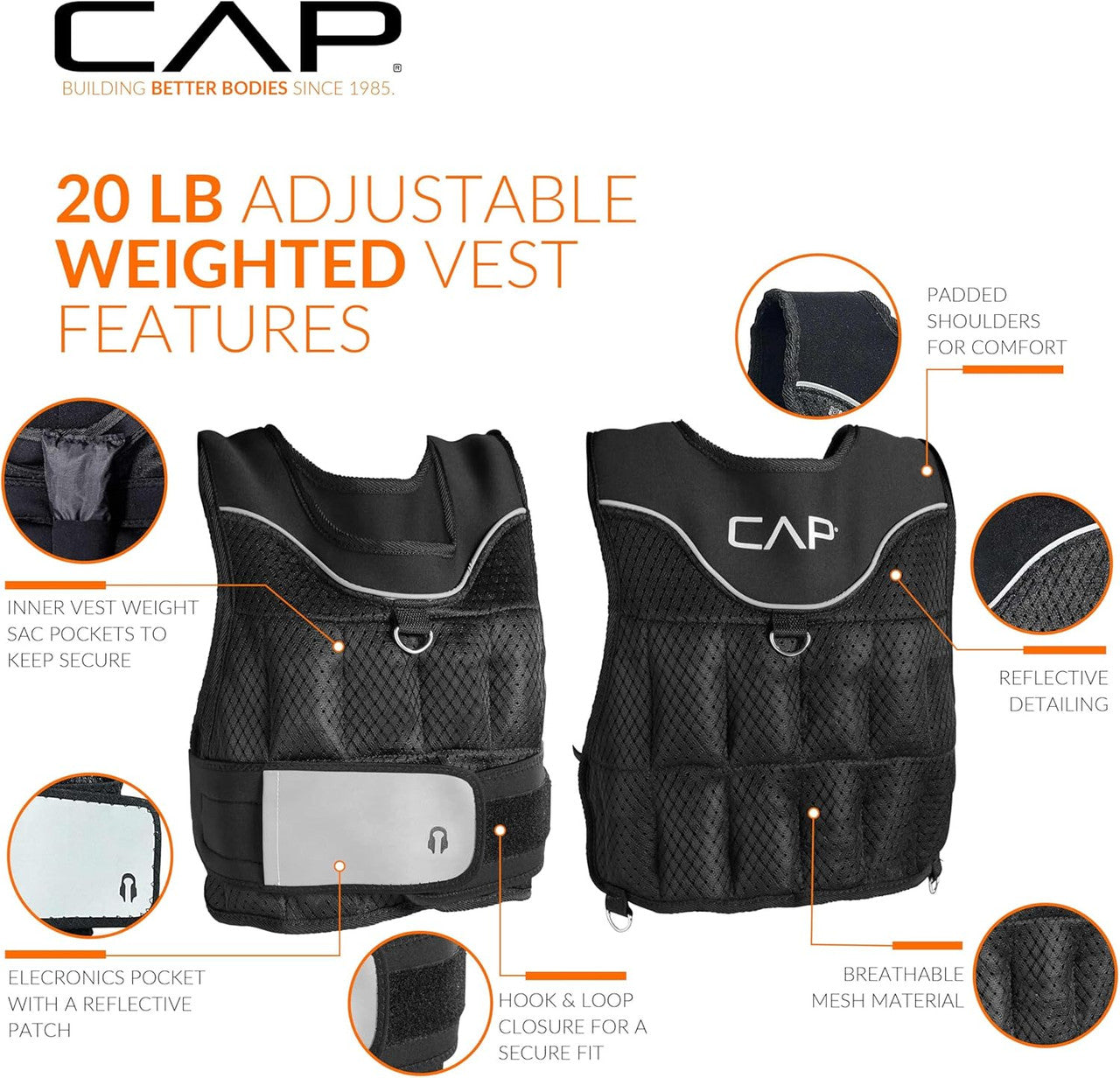 CAP Barbell 20 lb Adjustable Weighted Vest