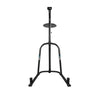 Black steel fitness squat stand with adjustable height and wide base for strength training