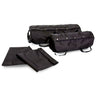 Black canvas utility tool bag with snap studs and adjustable shoulder strap