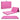Pink folding mat shown in different folding configurations on a white background