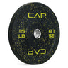 Black CAP bowling ball with neon yellow splatter graphic, urethane/polyurethane finish