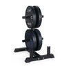 Black exercise wheel trainer with grip handles and LED speckle design, for home fitness