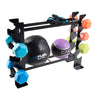 CAP 27 inch Dumbbell and Accessories Rack displaying dumbbells and fitness balls