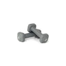 Grey adjustable dumbbell set with vinyl-coated rubber grip for home gym strength training