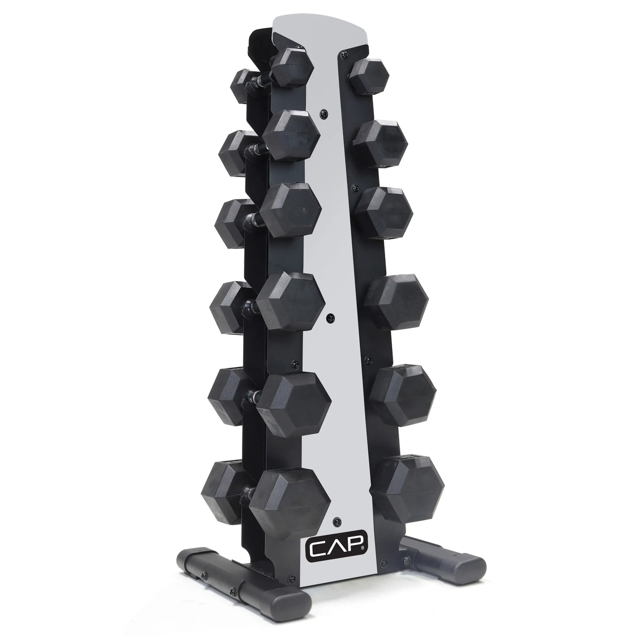 CAP 210-lb Rubber Hex Dumbbell Set with Rack