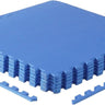 Blue EVA foam interlocking floor mat tiles with shock-absorbing cushioning
